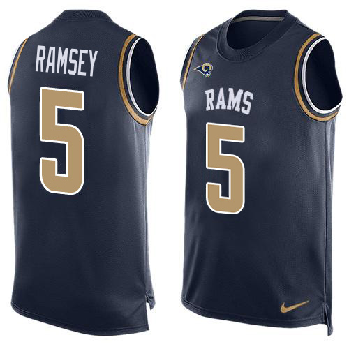 Rams #5 Jalen Ramsey Navy Blue Team Color Men's Stitched Limited Tank Top Jersey cheap jerseys for sale - CheapJerseys.Shop