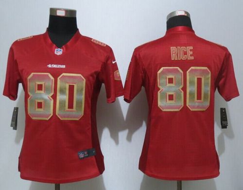 49ers #80 Jerry Rice Red Team Color Women's Stitched Elite Strobe Jersey cheap jerseys for sale - CheapJerseys.Shop