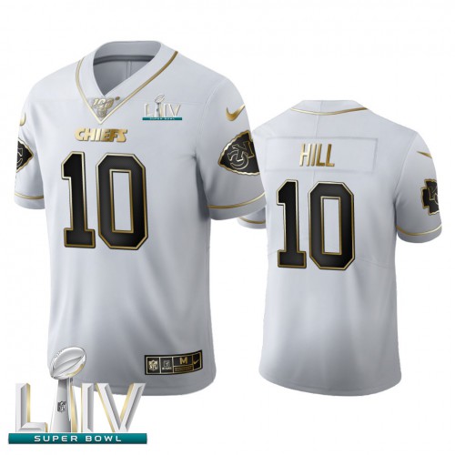 Kansas City Kansas City Chiefs #10 Tyreek Hill Men's White Golden Super Bowl LIV 2020 Edition Vapor Limited 100 Jersey Men's cheap jerseys for sale - CheapJerseys.Shop