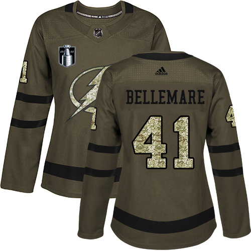 Tampa Bay Lightning #41 Pierre-Edouard Bellemare Green Women's 2022 Stanley Cup Final Patch Salute to Service Stitched Jersey Womens cheap jerseys for sale - CheapJerseys.Shop