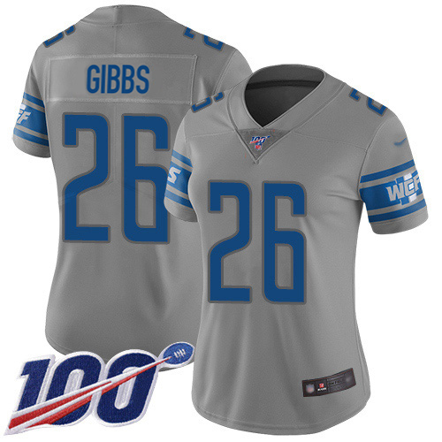 Lions #26 Jahmyr Gibbs Gray Women's Stitched Limited Inverted Legend 100th Season Jersey cheap jerseys for sale - CheapJerseys.Shop