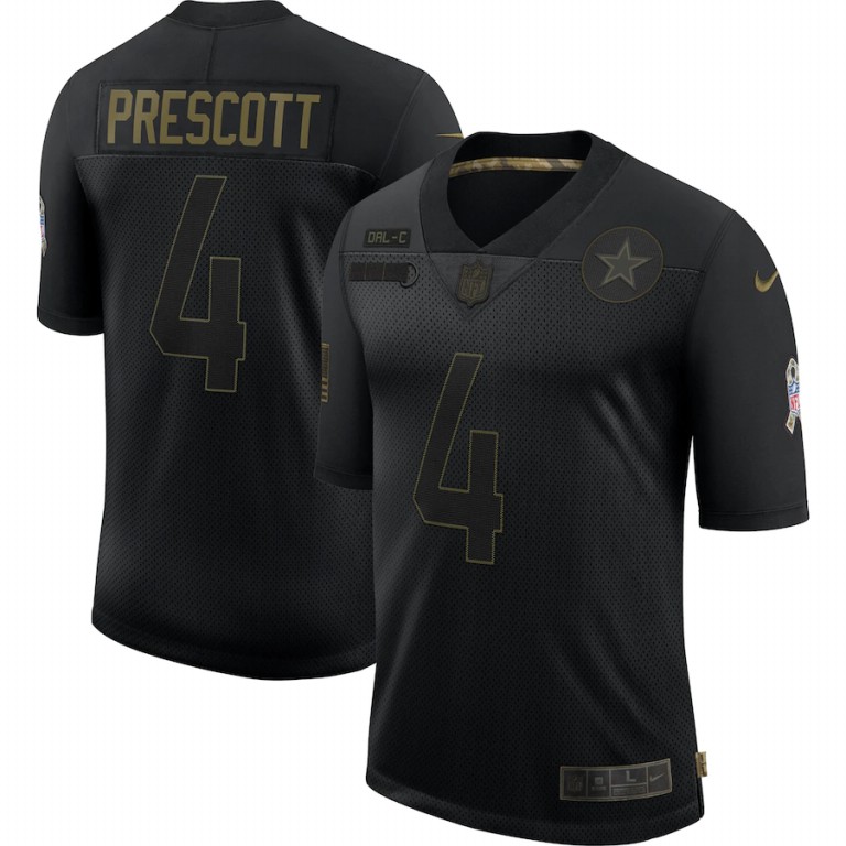 Dallas Cowboys #4 Dak Prescott 2020 Salute To Service Limited Jersey Black cheap jerseys for sale - CheapJerseys.Shop