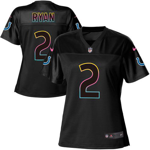 Colts #2 Matt Ryan Black Women's Fashion Game Jersey cheap jerseys for sale - CheapJerseys.Shop