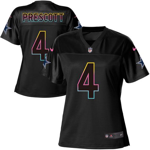 Cowboys #4 Dak Prescott Black Women's Fashion Game Jersey cheap jerseys for sale - CheapJerseys.Shop