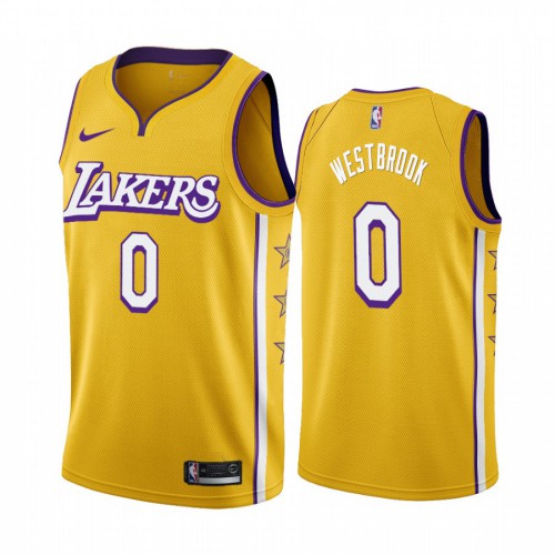 Los Angeles Lakers #0 Russell Westbrook Mens Unveil 2019-20 City Edition Swingman Jersey Yellow Mens cheap jerseys for sale - CheapJerseys.Shop