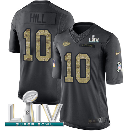 Kansas City Chiefs #10 Tyreek Hill Black Super Bowl LIV 2020 Men's Stitched Limited 2016 Salute to Service Jersey Men's cheap jerseys for sale - CheapJerseys.Shop