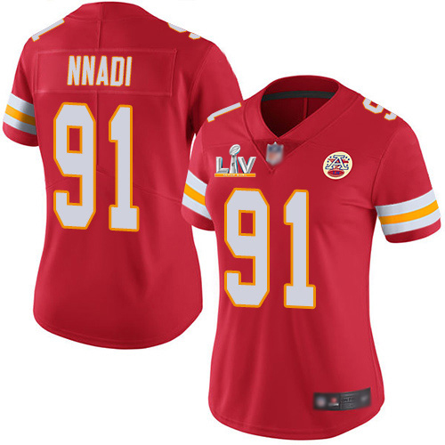 Kansas City Chiefs #91 Derrick Nnadi Red Team Color Women's Super Bowl LV Bound Stitched Vapor Untouchable Limited Jersey Womens cheap jerseys for sale - CheapJerseys.Shop