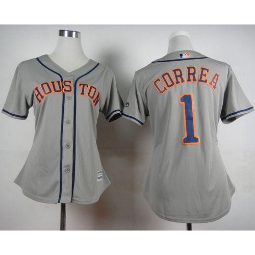 Houston Astros #1 Carlos Correa Grey Road Women's Stitched Jersey Womens cheap jerseys for sale - CheapJerseys.Shop