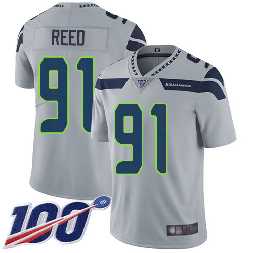 Seattle Seahawks #91 Jarran Reed Grey Alternate Men's Stitched 100th Season Vapor Limited Jersey Men's cheap jerseys for sale - CheapJerseys.Shop