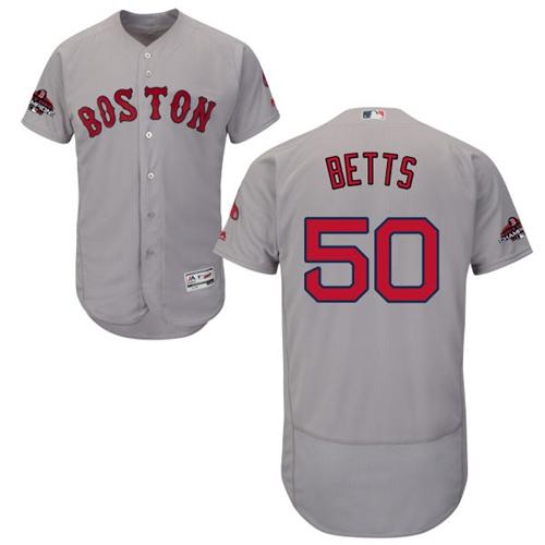Boston Red Sox #50 Mookie Betts Grey Flexbase Authentic Collection 2018 World Series Champions Stitched Jersey Men's cheap jerseys for sale - CheapJerseys.Shop