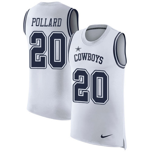 Cowboys #20 Tony Pollard White Men's Stitched Limited Rush Tank Top Jersey cheap jerseys for sale - CheapJerseys.Shop