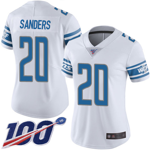 Lions #20 Barry Sanders White Women's Stitched 100th Season Vapor Limited Jersey cheap jerseys for sale - CheapJerseys.Shop