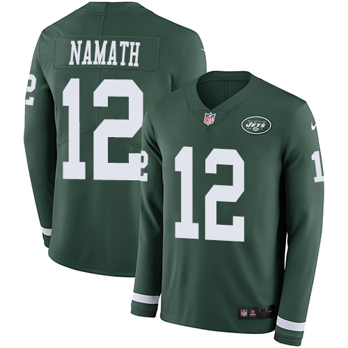 Jets #12 Joe Namath Green Team Color Men's Stitched Limited Therma Long Sleeve Jersey cheap jerseys for sale - CheapJerseys.Shop