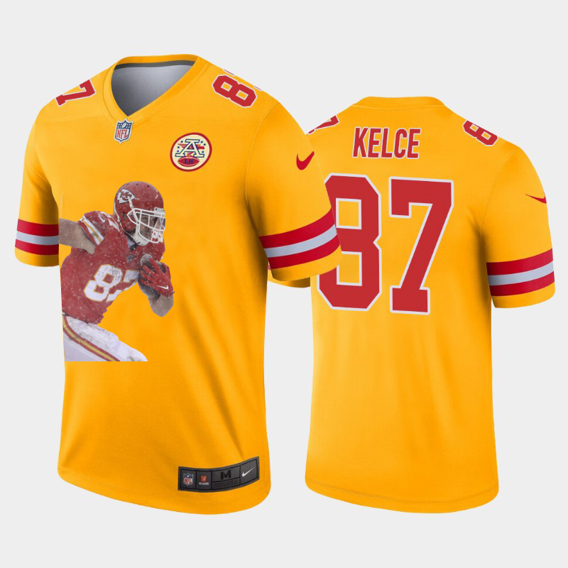Kansas City Chiefs #87 Travis Kelce Team Hero 5 Vapor Limited Jersey Yellow cheap jerseys for sale - CheapJerseys.Shop