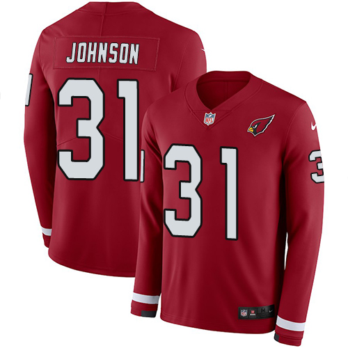 Arizona Cardinals #31 David Johnson Red Team Color Men's Stitched Limited Therma Long Sleeve Jersey Men's cheap jerseys for sale - CheapJerseys.Shop