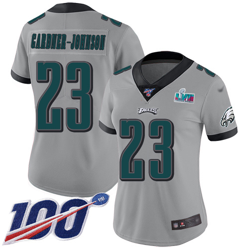 Eagles #23 C.J. Gardner-Johnson Silver Super Bowl LVII Patch Women's Stitched Limited Inverted Legend 100th Season Jersey cheap jerseys for sale - CheapJerseys.Shop