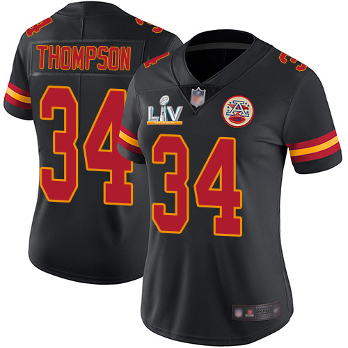 Kansas City Chiefs #34 Darwin Thompson Black Women's Super Bowl LV Bound Stitched Limited Rush Jersey Womens cheap jerseys for sale - CheapJerseys.Shop