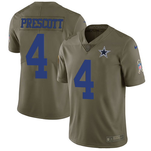 Cowboys #4 Dak Prescott Olive Men's Stitched Limited 2017 Salute To Service Jersey cheap jerseys for sale - CheapJerseys.Shop