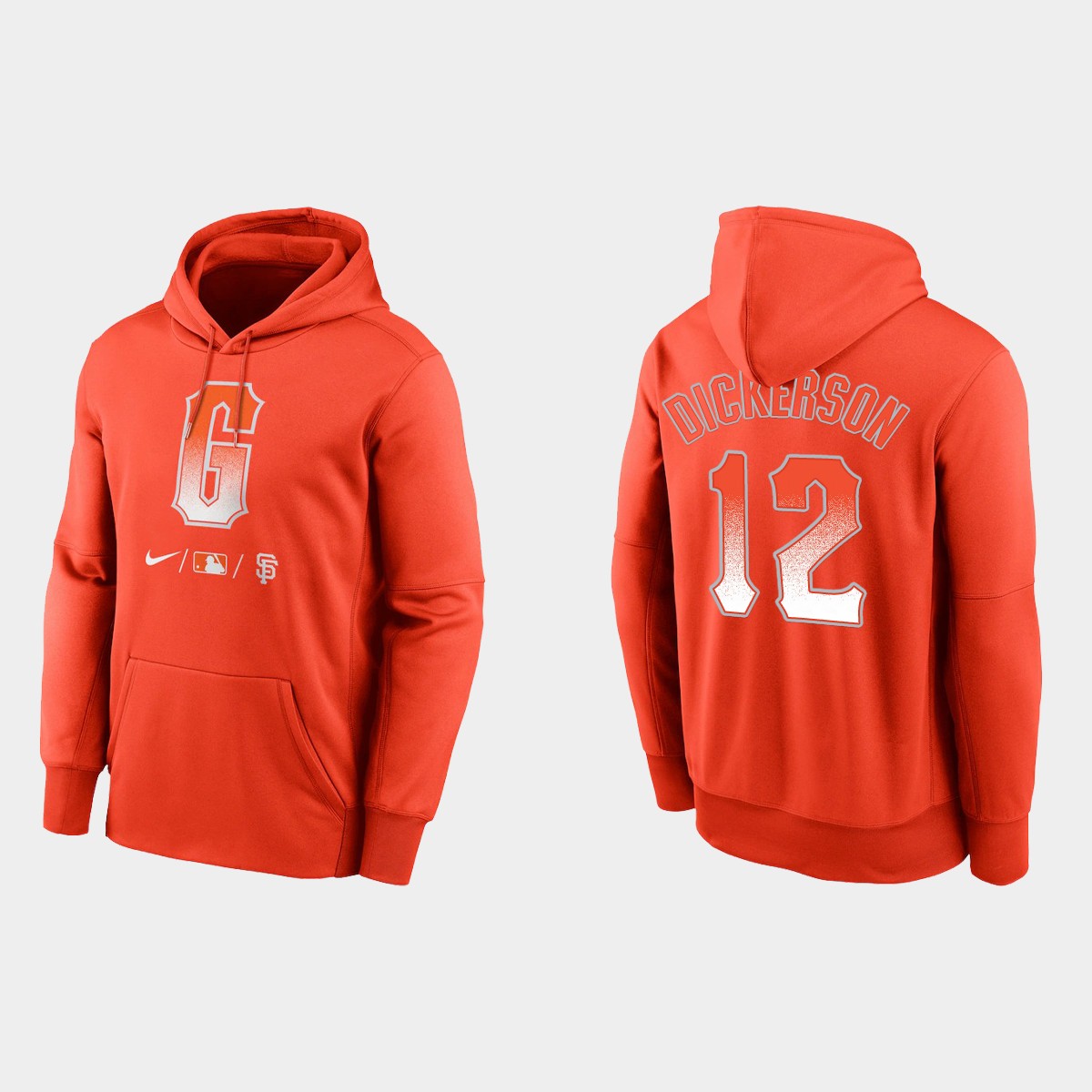 San Francisco Giants #12 Alex Dickerson Men's 2021 City Connect Therma Pullover Orange Hoodie cheap jerseys for sale - CheapJerseys.Shop