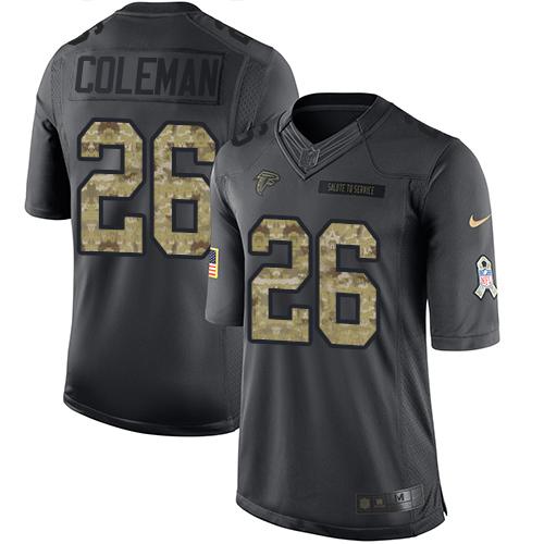 Atlanta Falcons #26 Tevin Coleman Black Men's Stitched Limited 2016 Salute To Service Jersey Men's cheap jerseys for sale - CheapJerseys.Shop