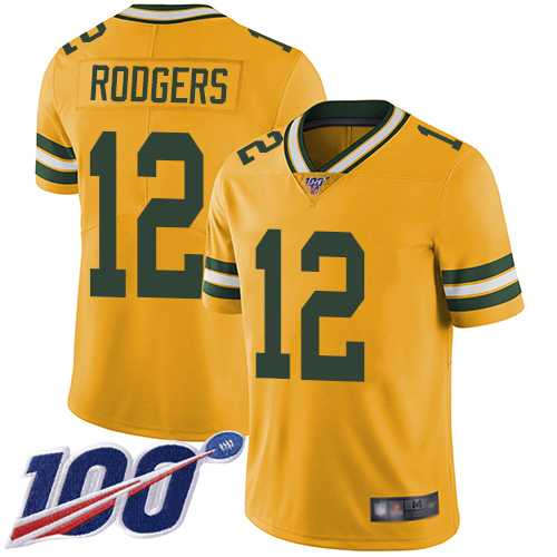 Packers #12 Aaron Rodgers Yellow Youth Stitched Limited Rush 100th Season Jersey cheap jerseys for sale - CheapJerseys.Shop