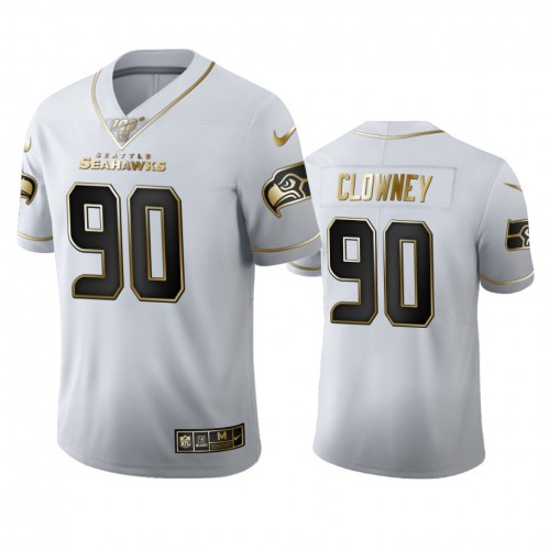 Seattle Seattle Seahawks #90 Jadeveon Clowney Men's White Golden Edition Vapor Limited 100 Jersey Men's cheap jerseys for sale - CheapJerseys.Shop