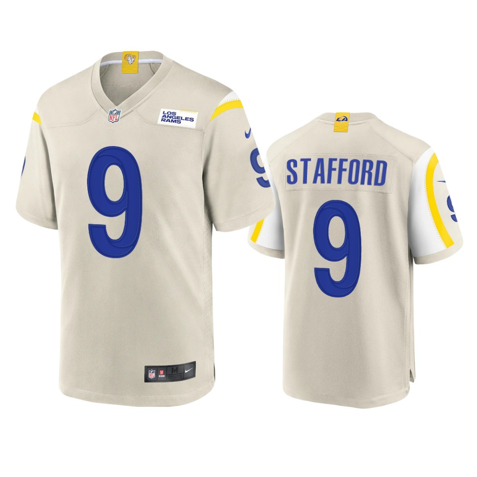 Los Angeles Rams #9 Matthew Stafford Men's Game Jersey - Bone cheap jerseys for sale - CheapJerseys.Shop
