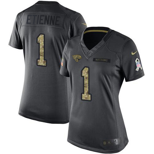 Jaguars #1 Travis Etienne Black Women's Stitched Limited 2016 Salute To Service Jersey cheap jerseys for sale - CheapJerseys.Shop