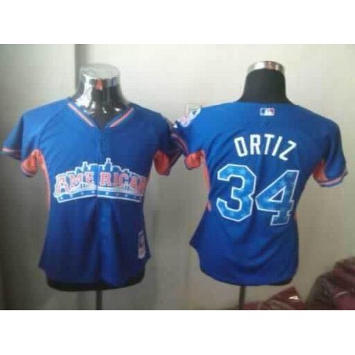 Boston Red Sox #34 David Ortiz Blue 2013 All-Star Women's Stitched Jersey Womens cheap jerseys for sale - CheapJerseys.Shop