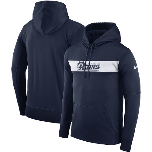 Men's Los Angeles Rams Navy Sideline Team Performance Pullover Hoodie cheap jerseys for sale - CheapJerseys.Shop