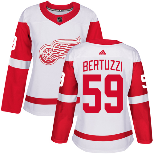 Detroit Red Wings #59 Tyler Bertuzzi White Road Authentic Women's Stitched Jersey Womens cheap jerseys for sale - CheapJerseys.Shop