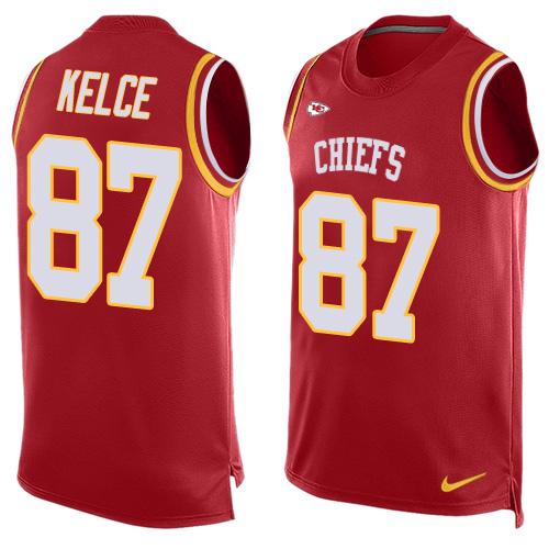 Chiefs #87 Travis Kelce Red Team Color Men's Stitched Limited Tank Top Jersey cheap jerseys for sale - CheapJerseys.Shop