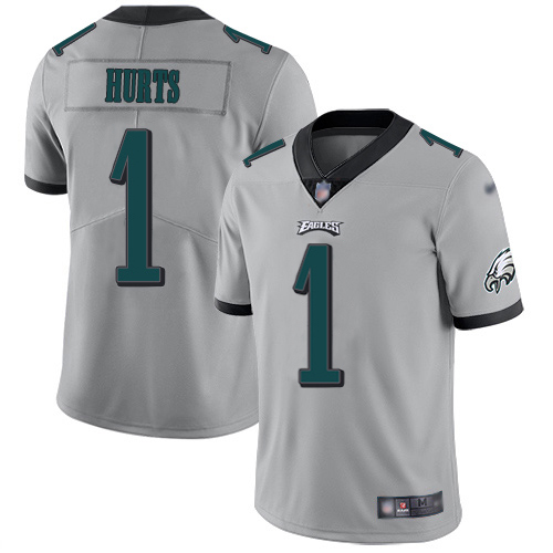 Eagles #1 Jalen Hurts Silver Men's Stitched Limited Inverted Legend Jersey cheap jerseys for sale - CheapJerseys.Shop