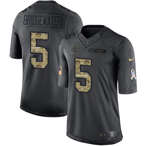 Carolina Panthers #5 Teddy Bridgewater Black Men's Stitched Limited 2016 Salute to Service Jersey Men's cheap jerseys for sale - CheapJerseys.Shop