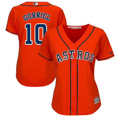Houston Astros #10 Yuli Gurriel Orange Alternate Women's Stitched Jersey Womens cheap jerseys for sale - CheapJerseys.Shop