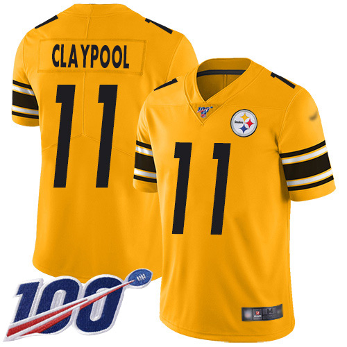 Pittsburgh Steelers #11 Chase Claypool Gold Men's Stitched Limited Inverted Legend 100th Season Jersey Men's cheap jerseys for sale - CheapJerseys.Shop