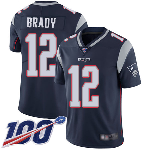 Patriots #12 Tom Brady Navy Blue Team Color Men's Stitched 100th Season Vapor Limited Jersey cheap jerseys for sale - CheapJerseys.Shop