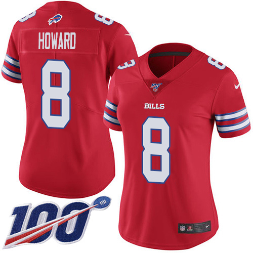 Buffalo Bills #8 O. J. Howard Red Women's Stitched Limited Rush 100th Season Jersey Womens cheap jerseys for sale - CheapJerseys.Shop