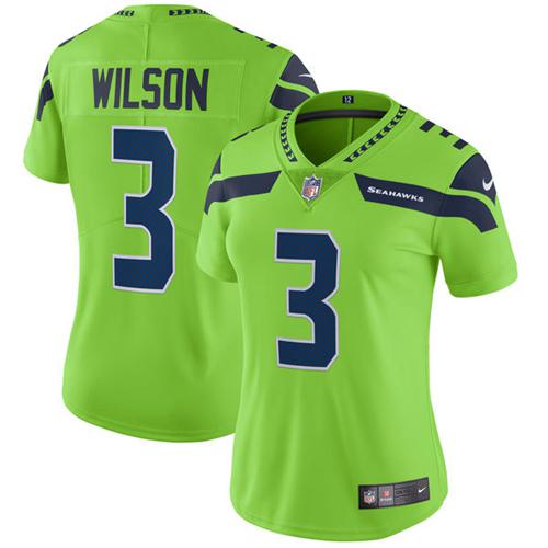 Seattle Seahawks #3 Russell Wilson Green Women's Stitched Limited Rush Jersey Womens cheap jerseys for sale - CheapJerseys.Shop