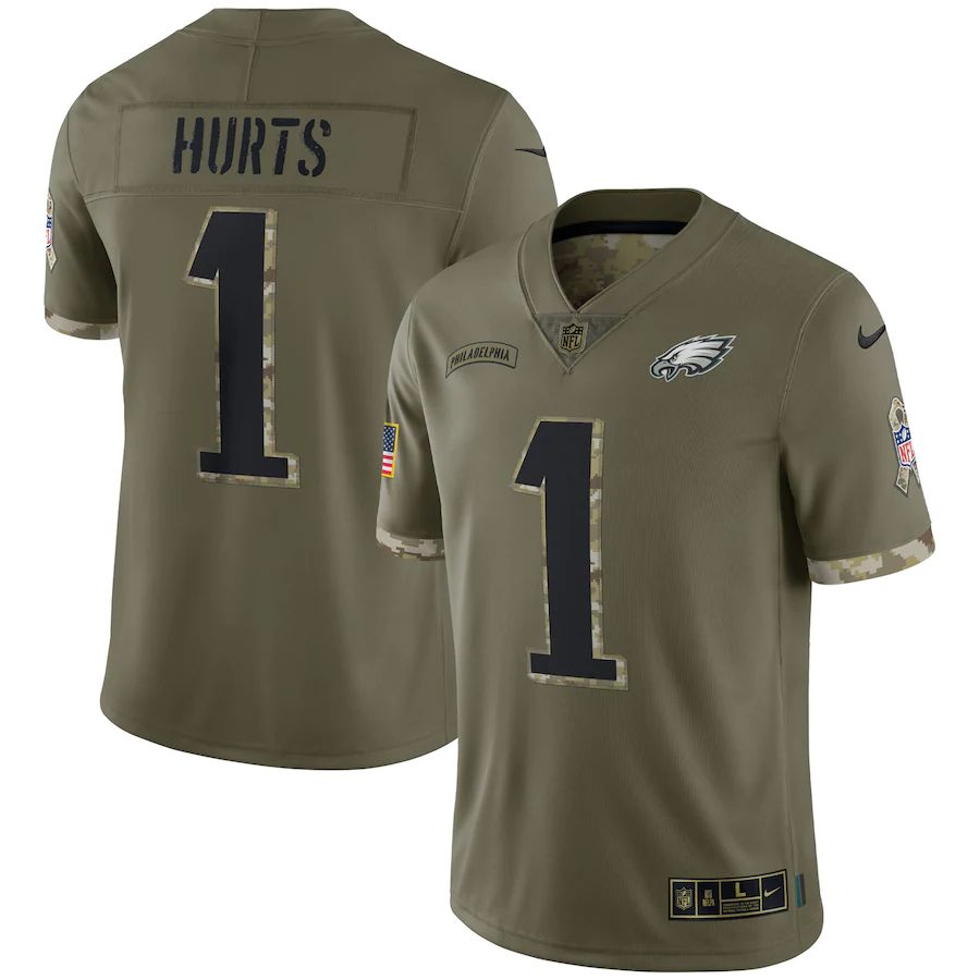 Philadelphia Eagles #1 Jalen Hurts Men's 2022 Salute To Service Limited Jersey - Olive cheap jerseys for sale - CheapJerseys.Shop