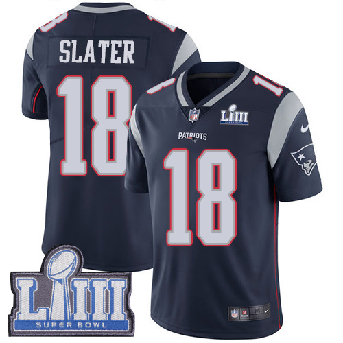 Patriots #18 Matt Slater Navy Blue Team Color Super Bowl LIII Bound Men's Stitched Vapor Untouchable Limited Jersey cheap jerseys for sale - CheapJerseys.Shop