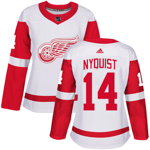 Detroit Red Wings #14 Gustav Nyquist White Road Authentic Women's Stitched Jersey Womens cheap jerseys for sale - CheapJerseys.Shop