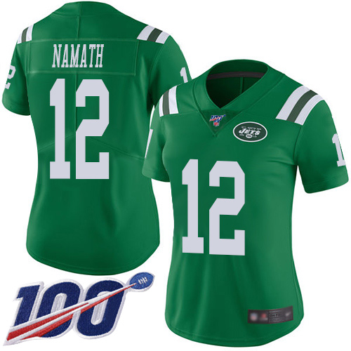 Jets #12 Joe Namath Green Women's Stitched Limited Rush 100th Season Jersey cheap jerseys for sale - CheapJerseys.Shop