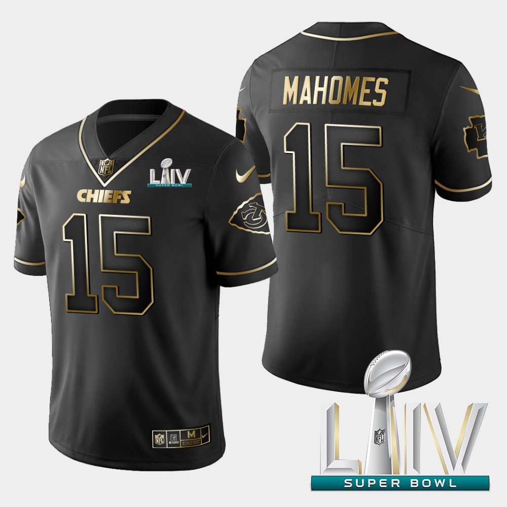 Kansas City Chiefs #15 Patrick Mahomes Vapor Limited Black Golden Super Bowl LIV 2020 Jersey cheap jerseys for sale - CheapJerseys.Shop