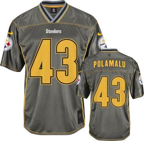 Steelers #43 Troy Polamalu Grey Men's Stitched Elite Vapor Jersey cheap jerseys for sale - CheapJerseys.Shop