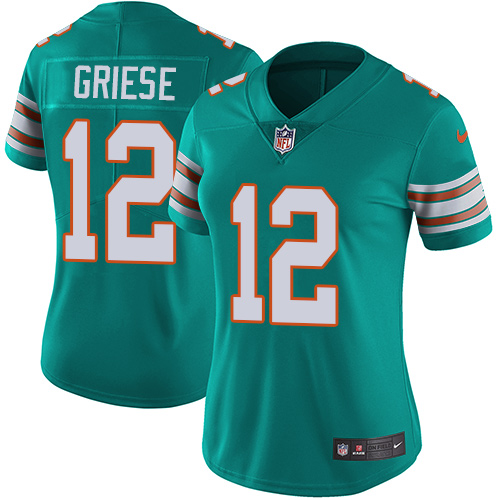 Miami Dolphins #12 Bob Griese Aqua Green Alternate Women's Stitched Vapor Untouchable Limited Jersey Womens cheap jerseys for sale - CheapJerseys.Shop