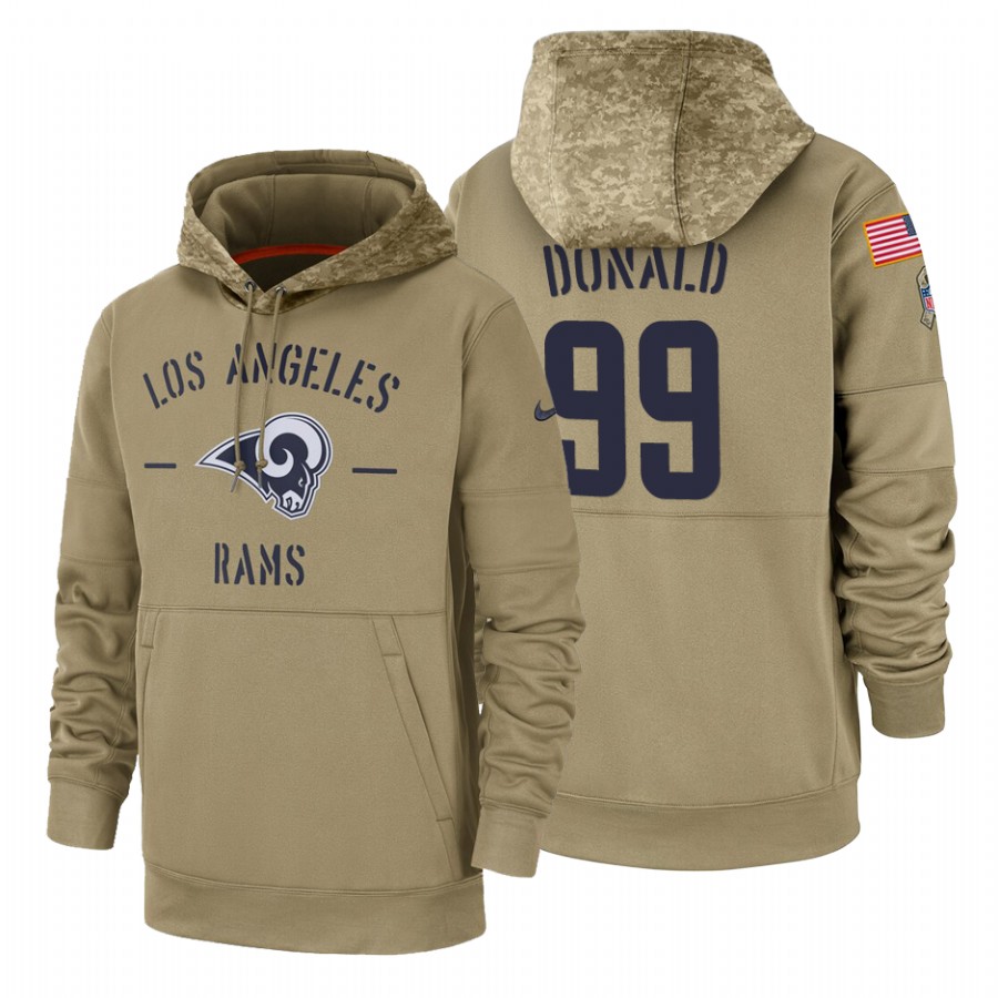 Los Angeles Rams #99 Aaron Donald Tan 2019 Salute To Service Name & Number Sideline Therma Pullover Hoodie cheap jerseys for sale - CheapJerseys.Shop