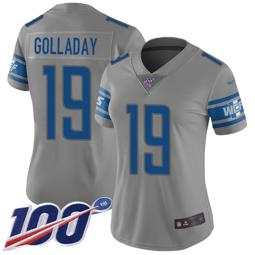 Detroit Lions #19 Kenny Golladay Gray Women's Stitched Limited Inverted Legend 100th Season Jersey Womens cheap jerseys for sale - CheapJerseys.Shop