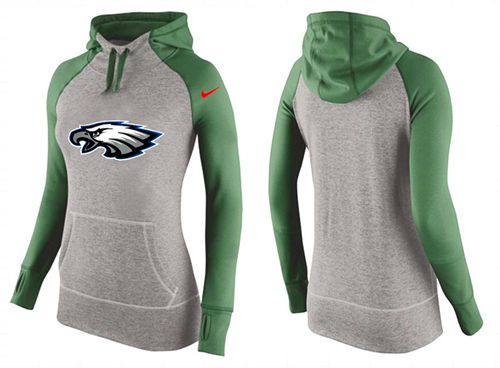 Women's Philadelphia Eagles Performance Hoodie Grey & Green_2 cheap jerseys for sale - CheapJerseys.Shop