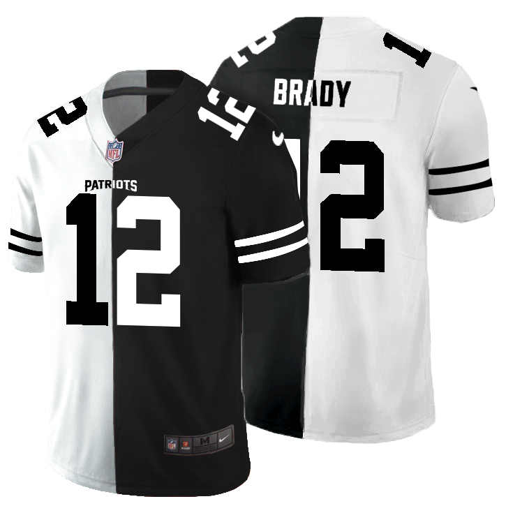 New England Patriots #12 Tom Brady Men's Black V White Peace Split Vapor Untouchable Limited Jersey cheap jerseys for sale - CheapJerseys.Shop